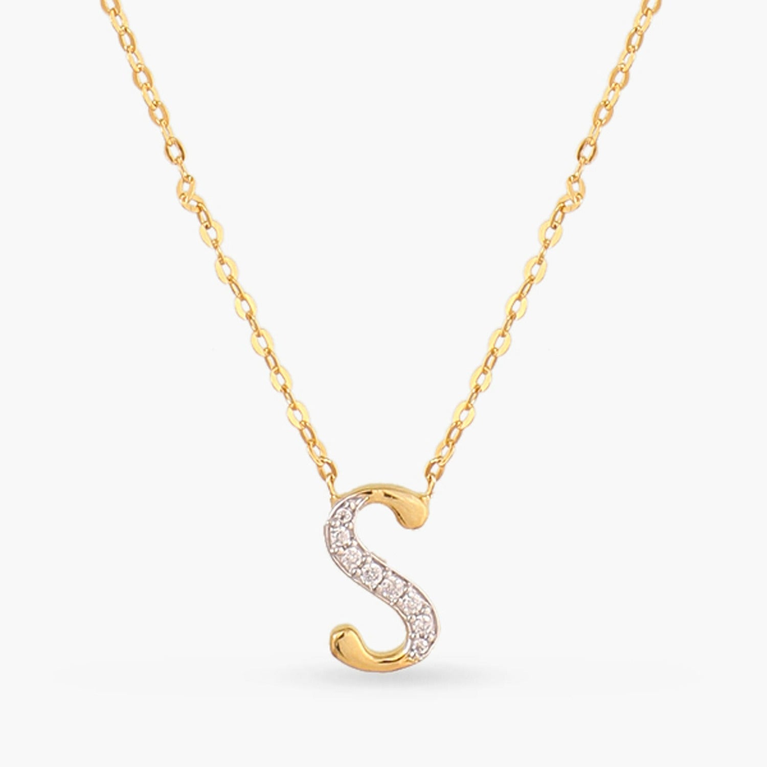 Alphabet Charms CZ Gold Plated Silver Necklace