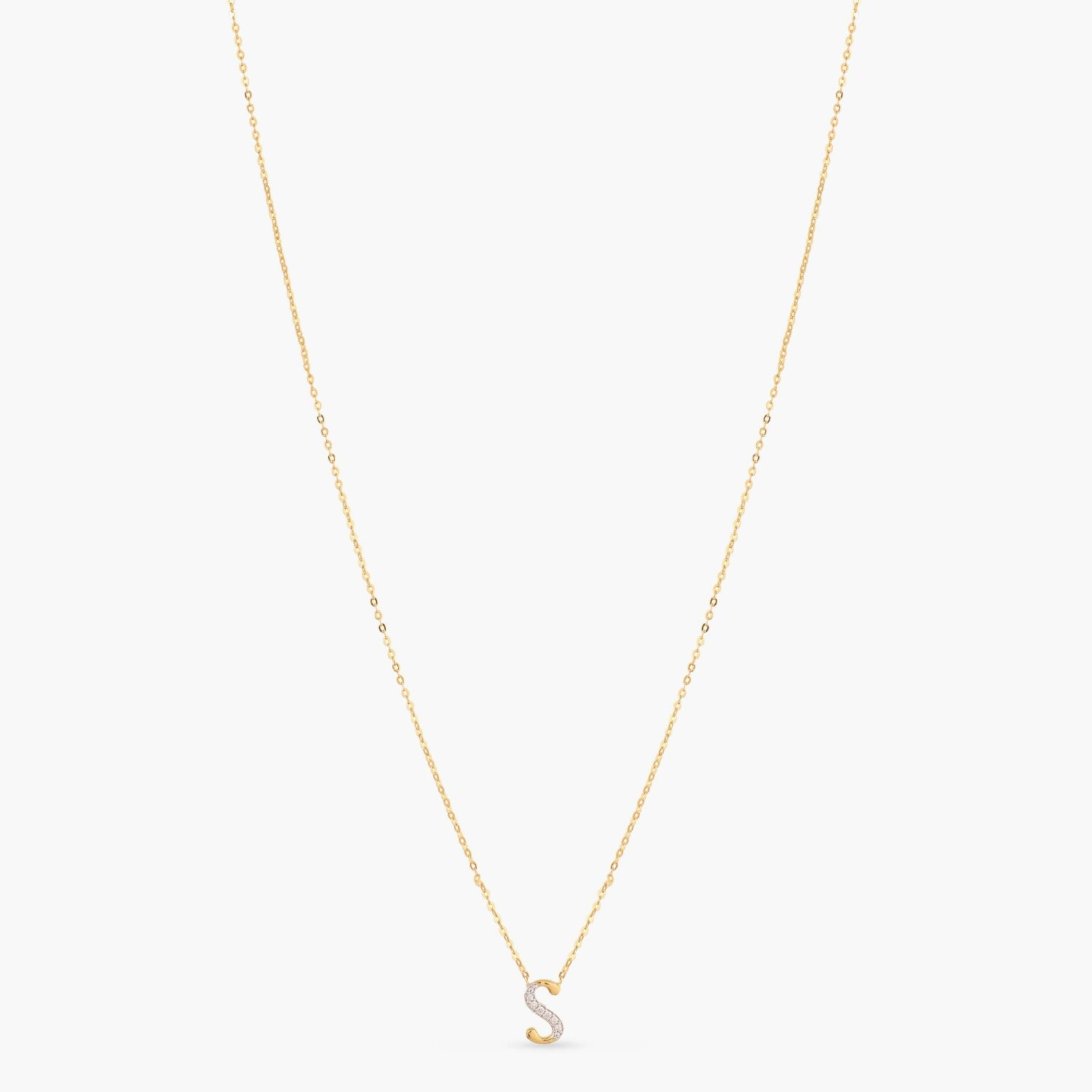 Alphabet Charms CZ Gold Plated Silver Necklace