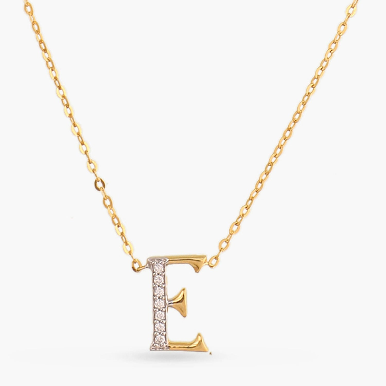 Alphabet Charms CZ Gold Plated Silver Necklace