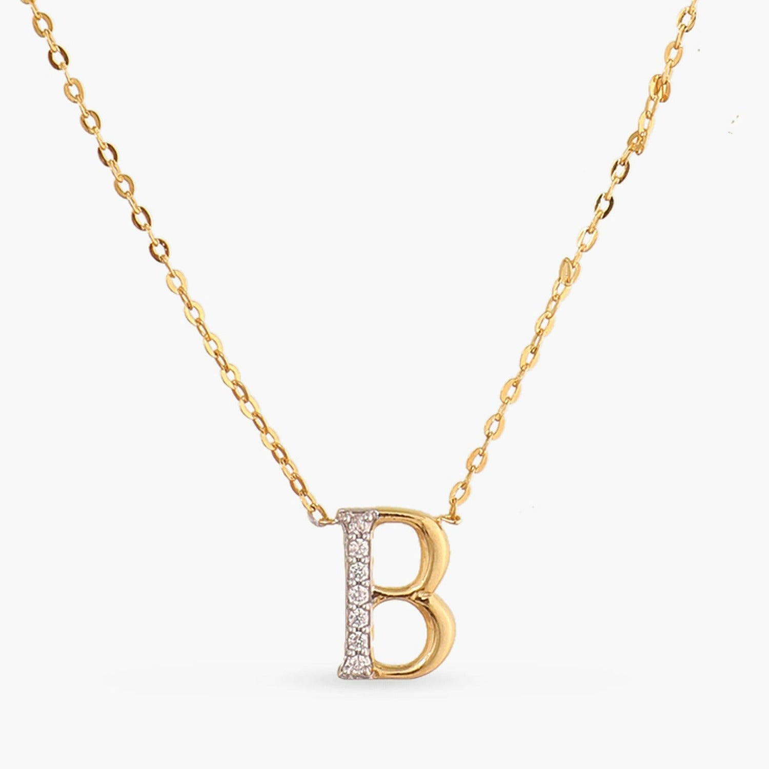 Alphabet Charms CZ Gold Plated Silver Necklace