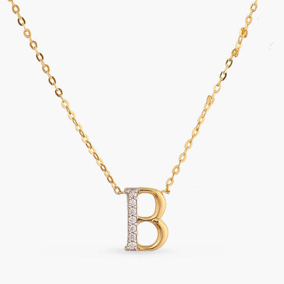 Alphabet Charms CZ Gold Plated Silver Necklace