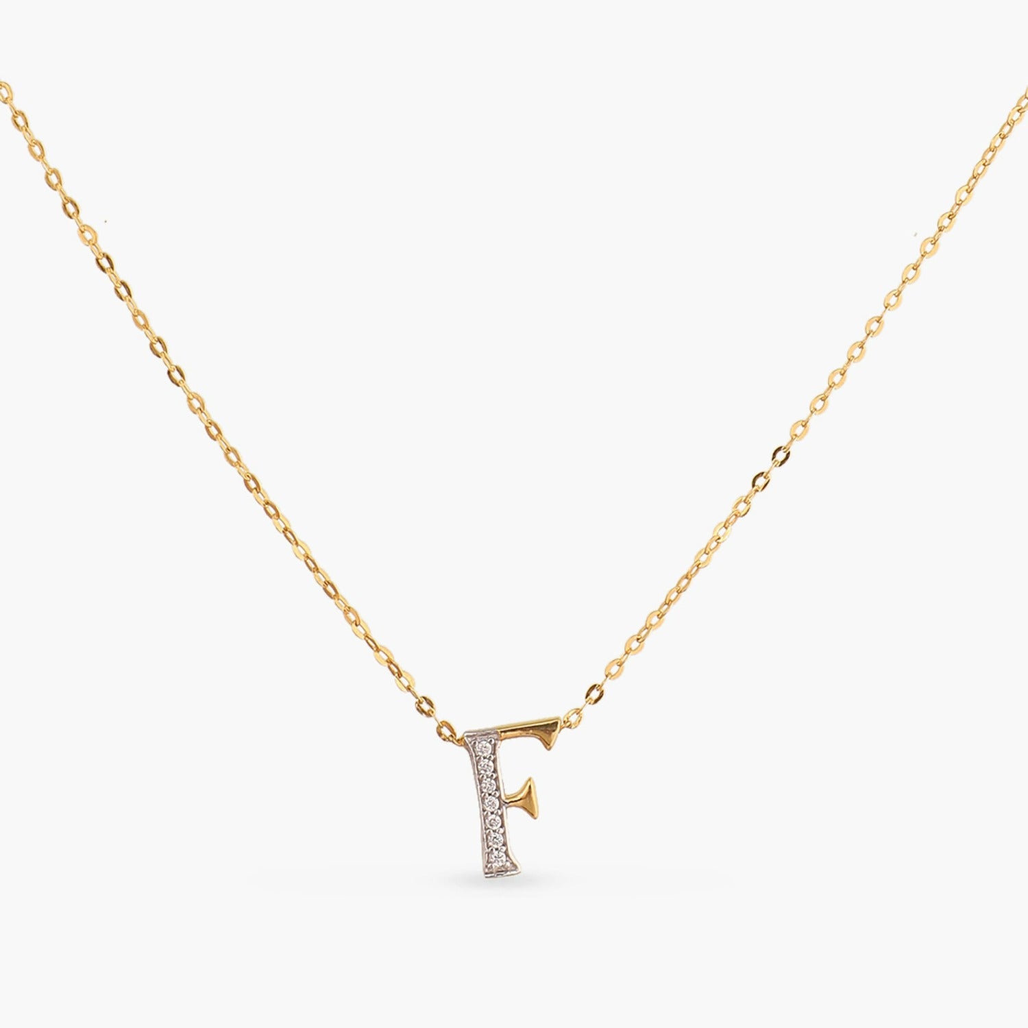 Alphabet Charms CZ Gold Plated Silver Necklace