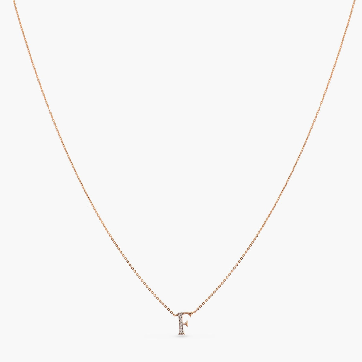 Gold plated alphabet necklace-cz studded initial T -