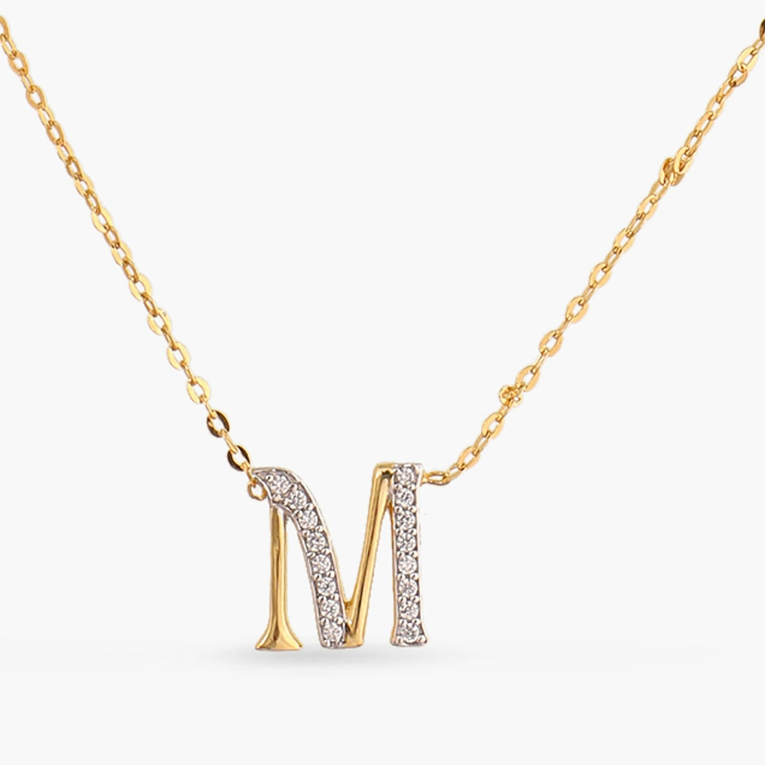 Alphabet Charms CZ Gold Plated Silver Necklace