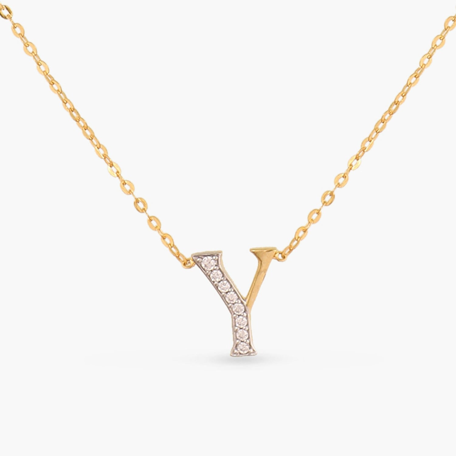 Alphabet Charms CZ Gold Plated Silver Necklace