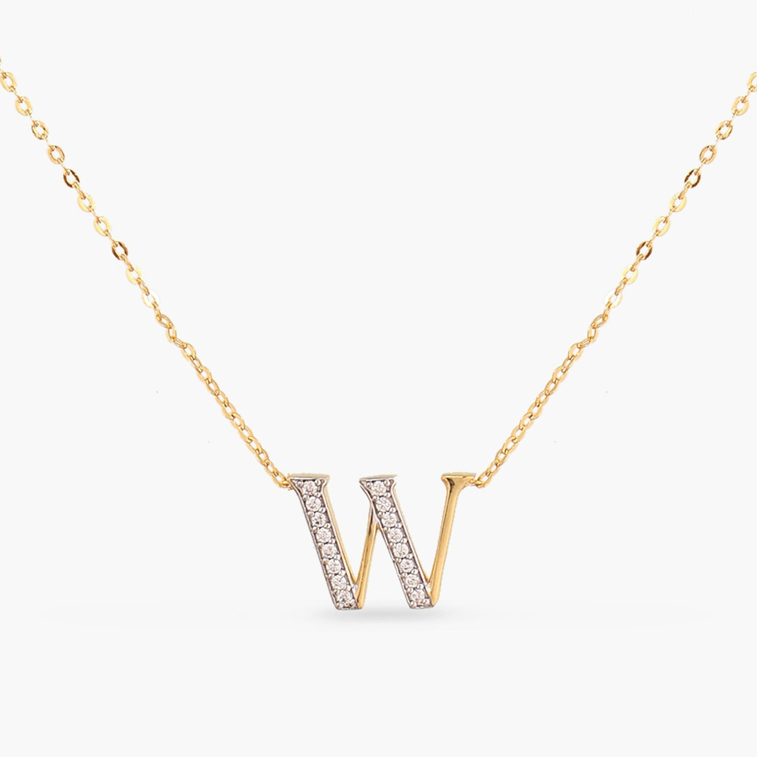 Alphabet Charms CZ Gold Plated Silver Necklace