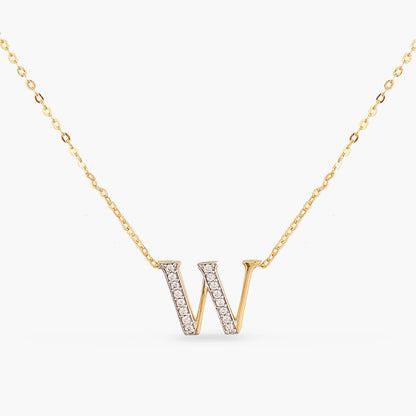 Alphabet Charms CZ Gold Plated Silver Necklace