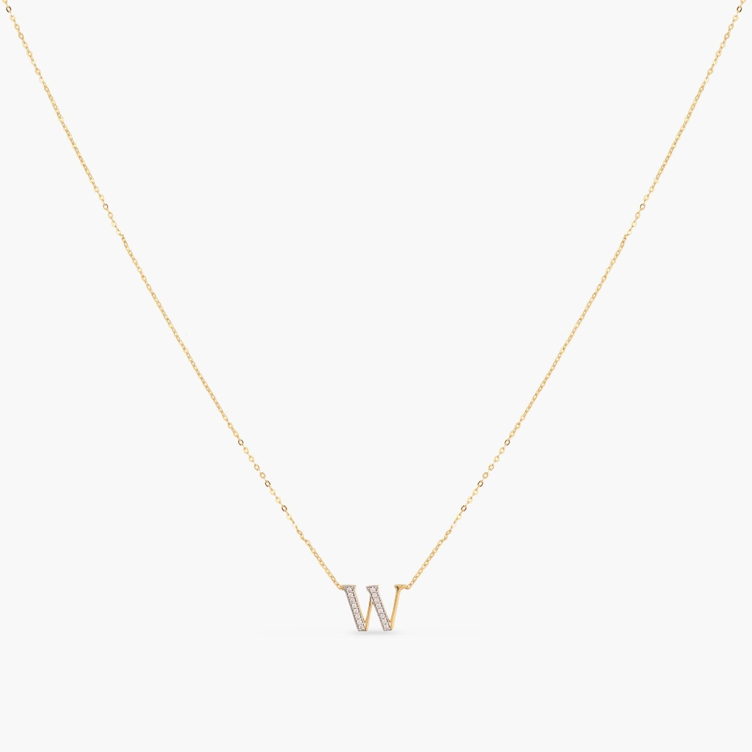 Alphabet Charms CZ Gold Plated Silver Necklace