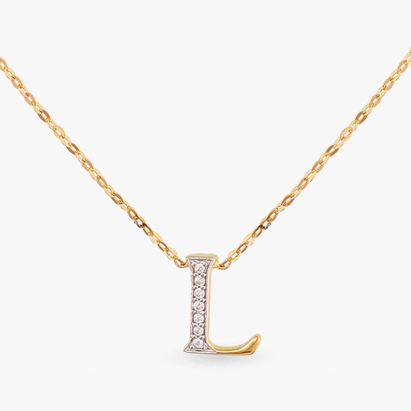 Alphabet Charms CZ Gold Plated Silver Necklace