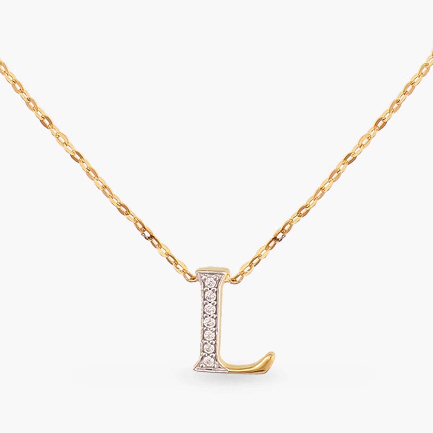 Alphabet Charms CZ Gold Plated Silver Necklace
