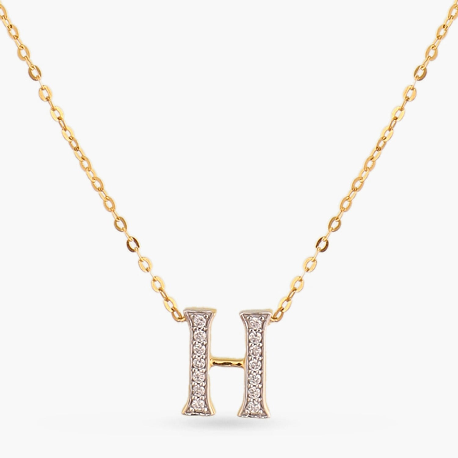 Alphabet Charms CZ Gold Plated Silver Necklace