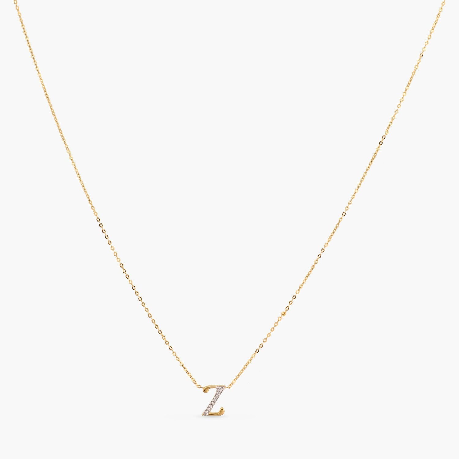 Alphabet Charms CZ Gold Plated Silver Necklace