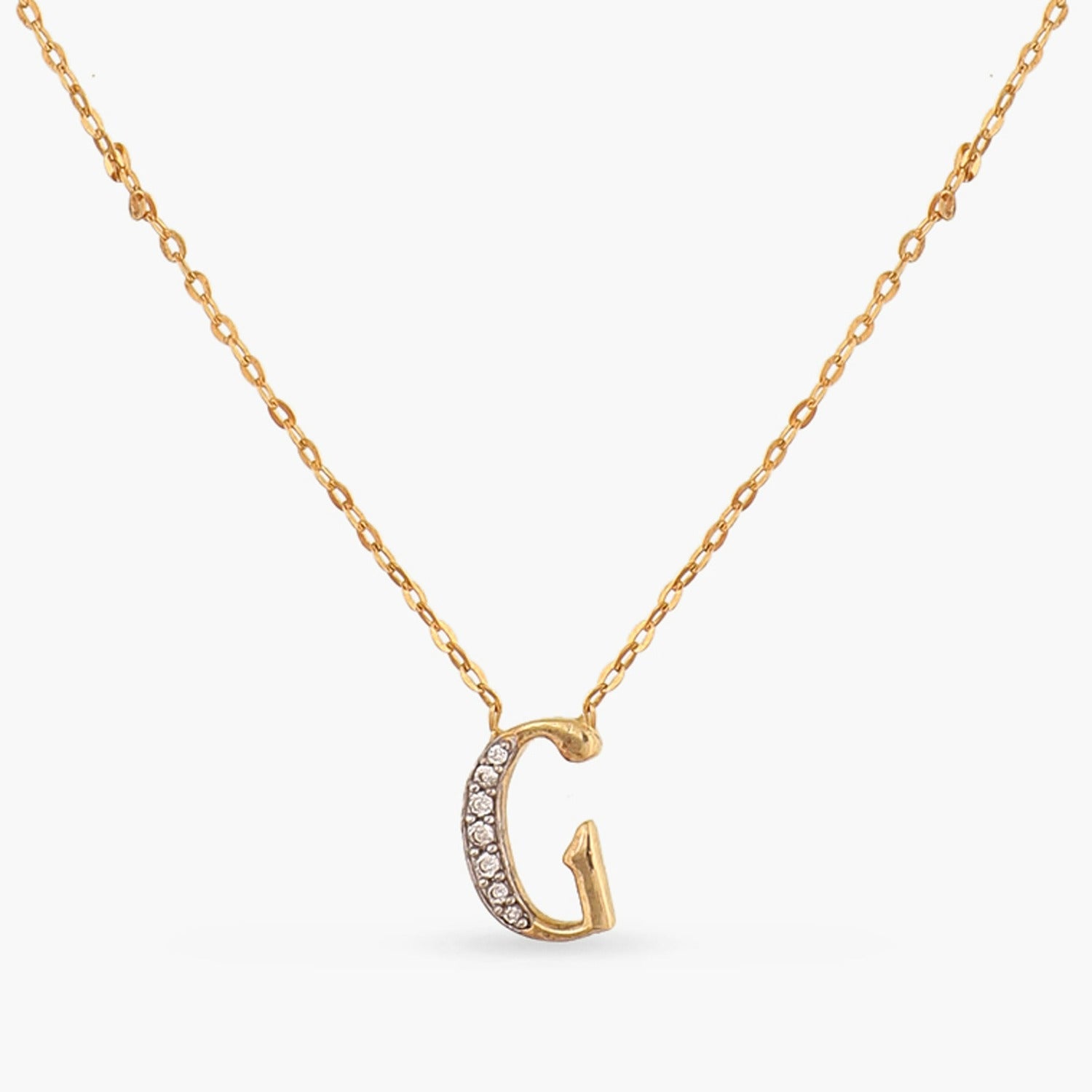 Alphabet Charms CZ Gold Plated Silver Necklace