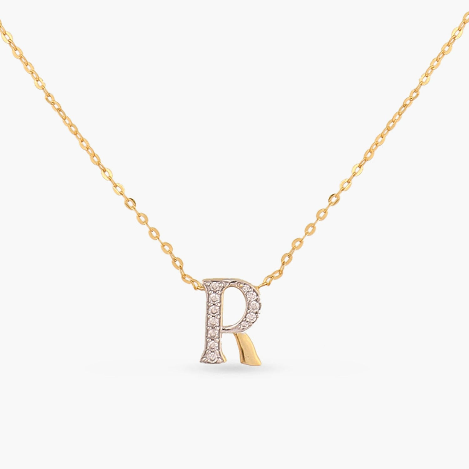 Alphabet Charms CZ Gold Plated Silver Necklace