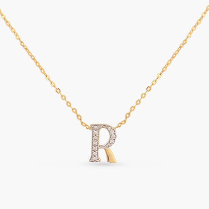 Alphabet Charms CZ Gold Plated Silver Necklace
