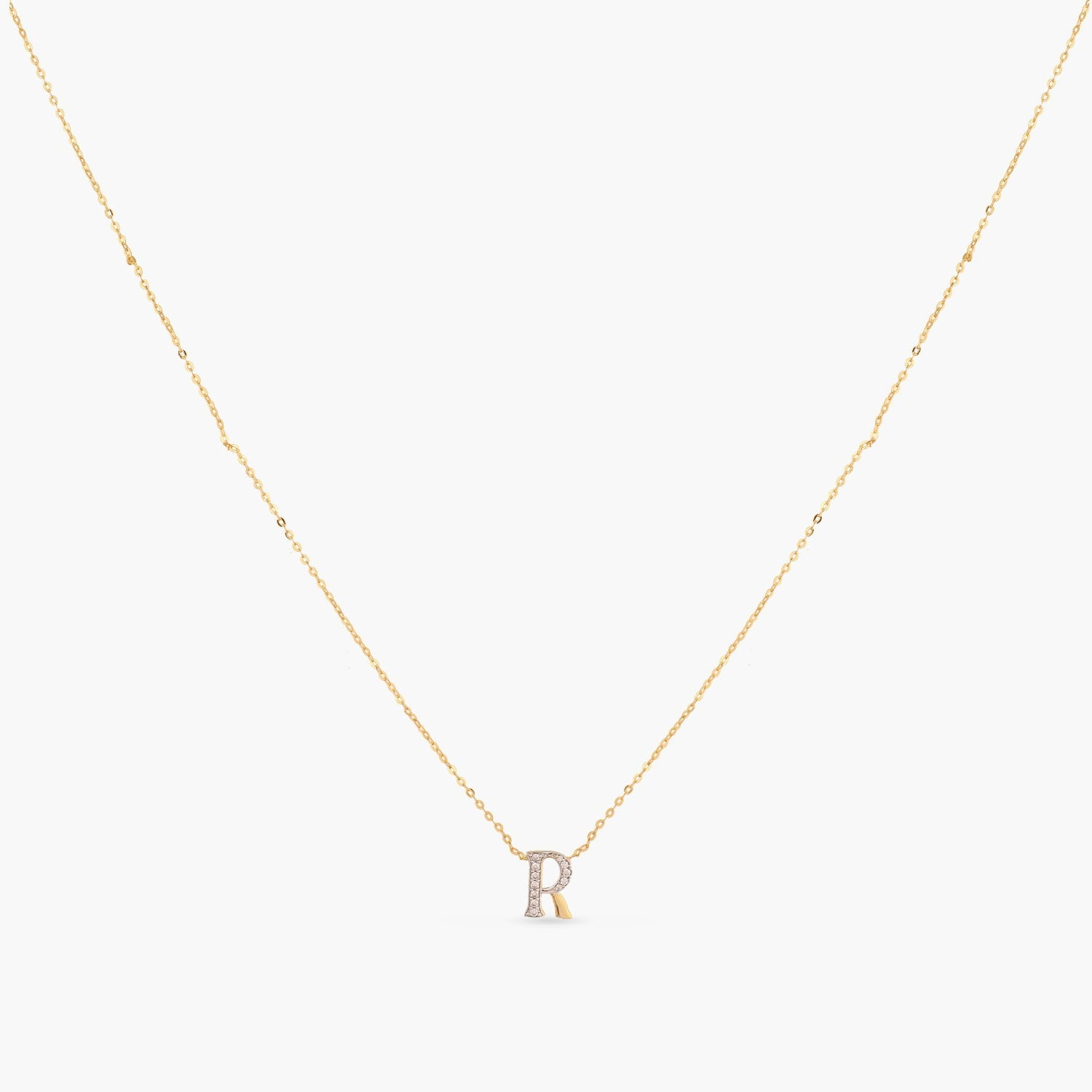 Alphabet Charms CZ Gold Plated Silver Necklace