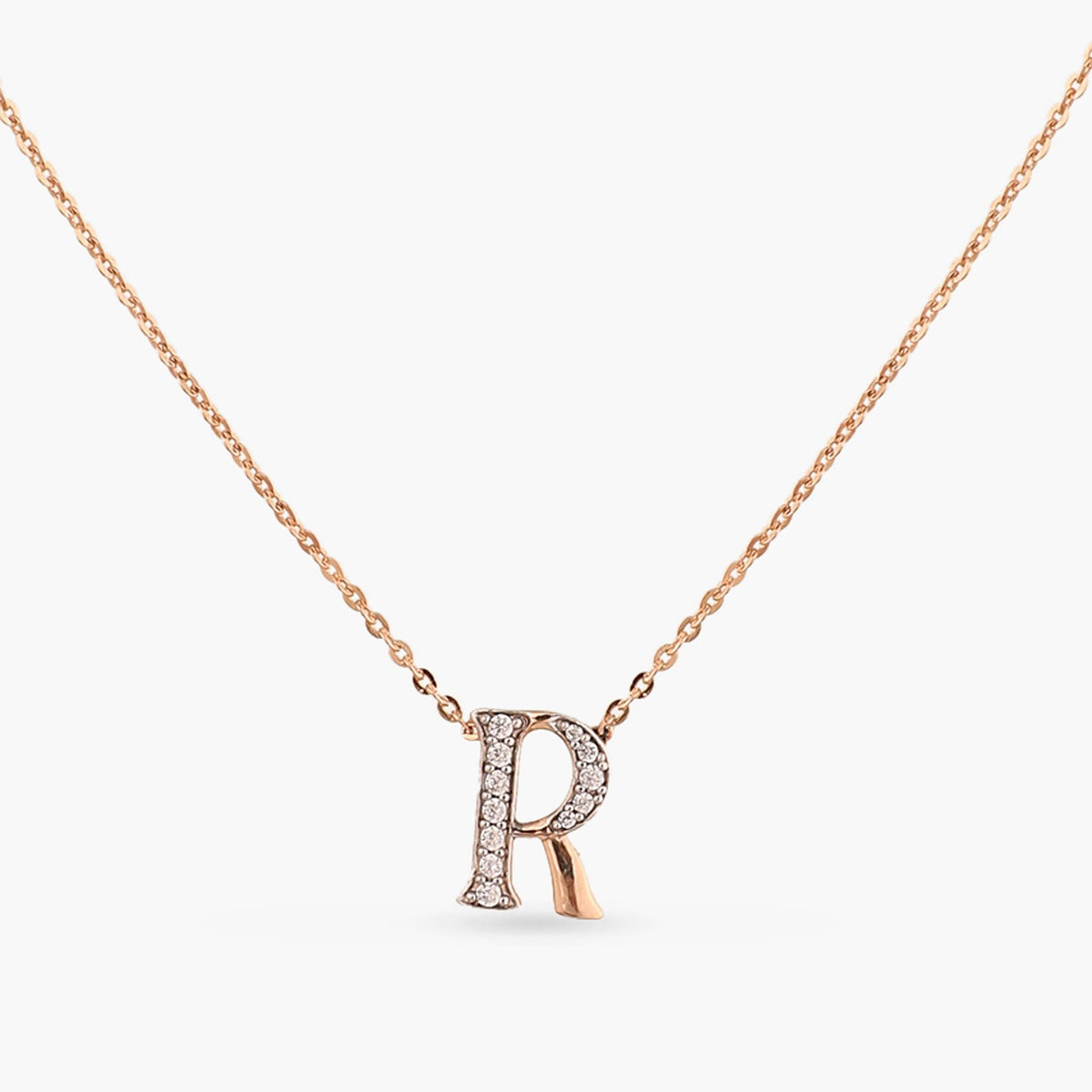 Letter R Necklace in 14k Gold