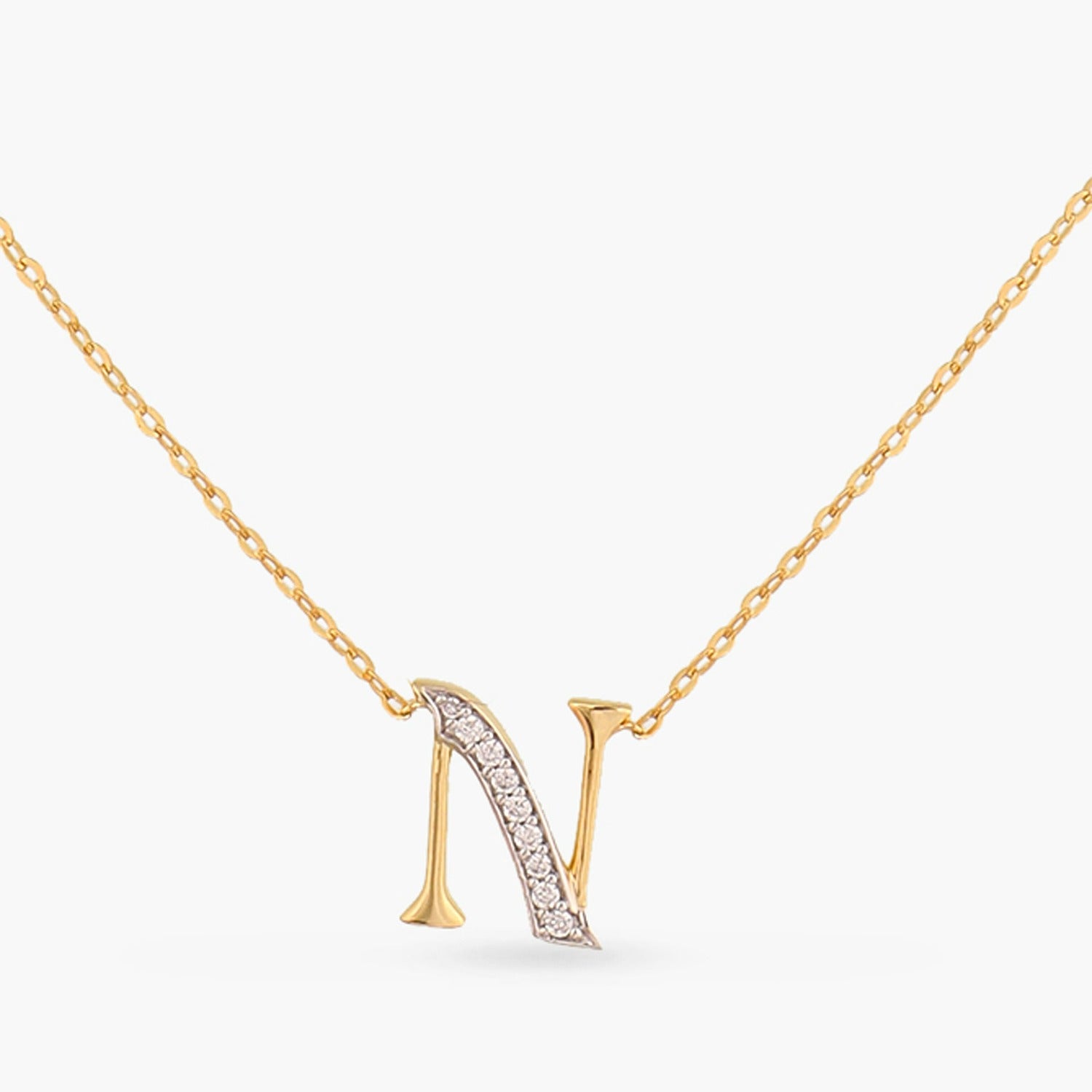 Alphabet Charms CZ Gold Plated Silver Necklace