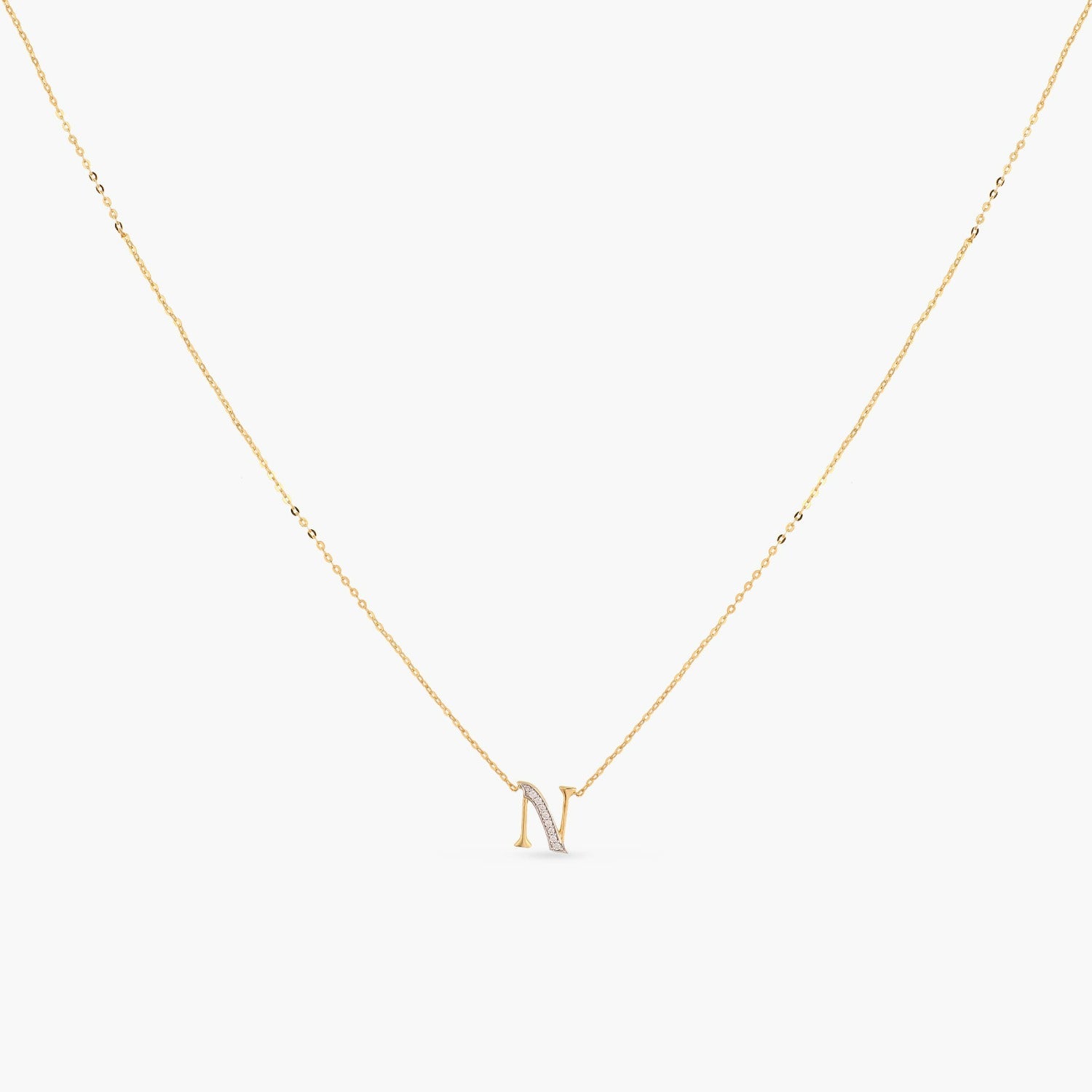Alphabet Charms CZ Gold Plated Silver Necklace