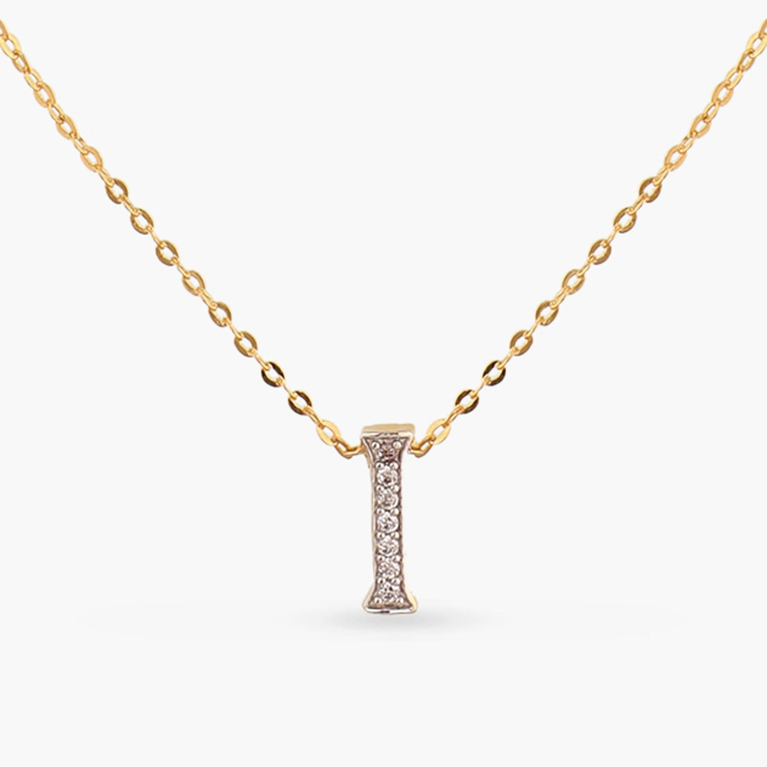 Alphabet Charms CZ Gold Plated Silver Necklace