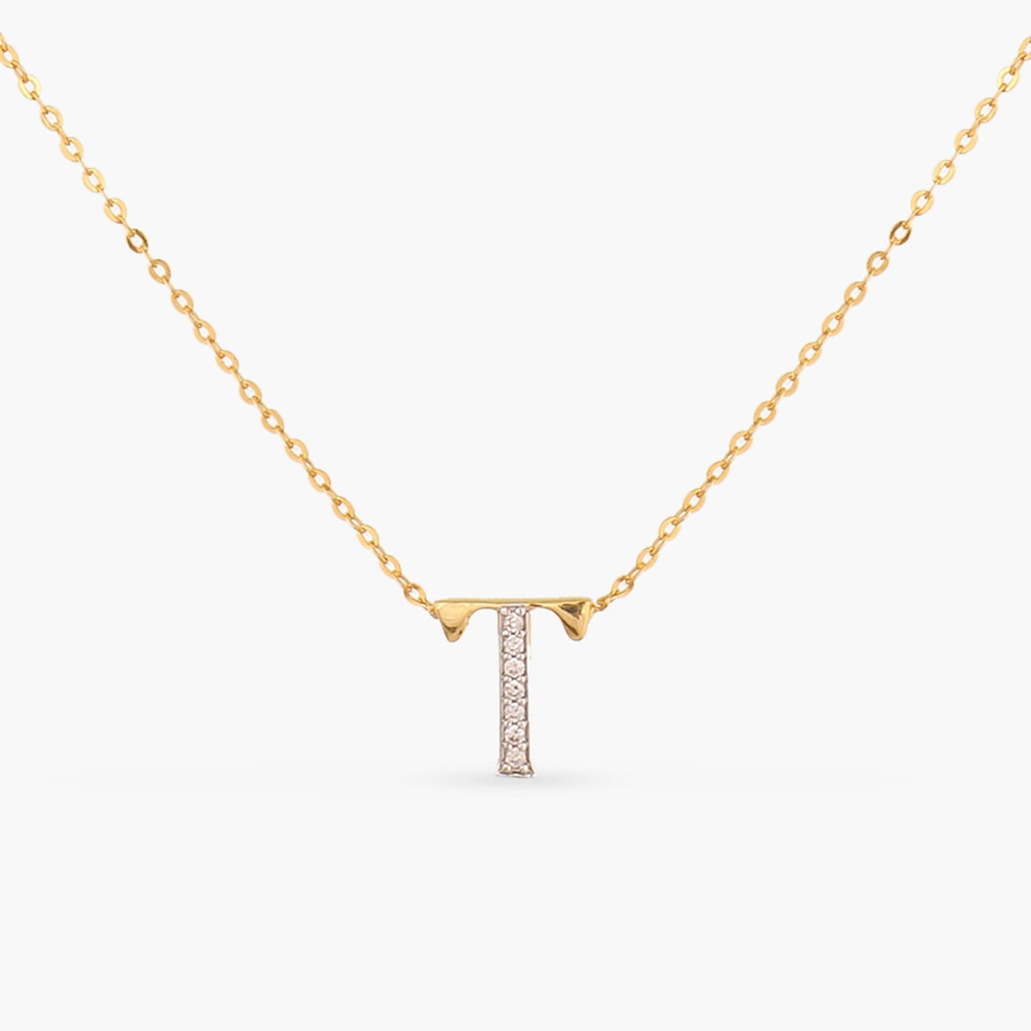 Alphabet Charms CZ Gold Plated Silver Necklace