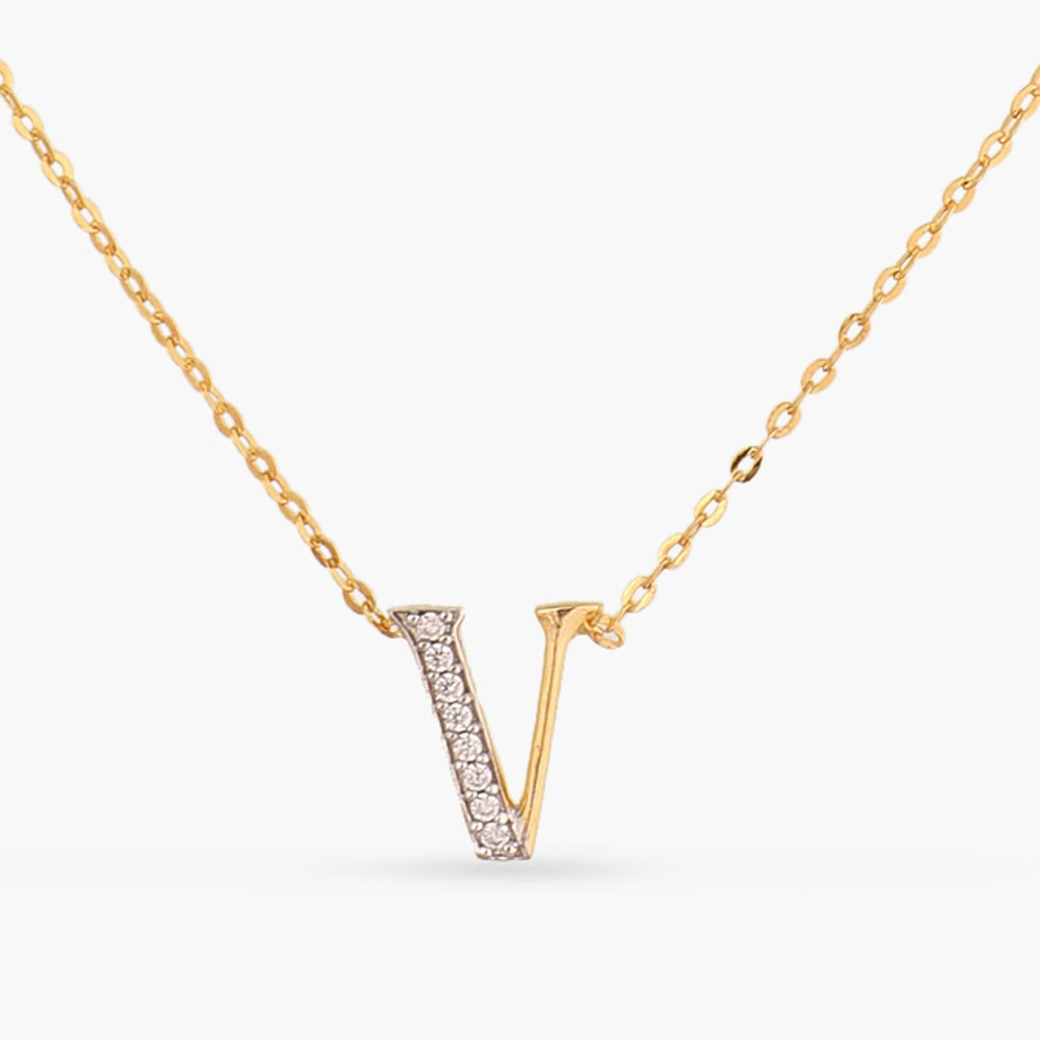 Alphabet Charms CZ Gold Plated Silver Necklace