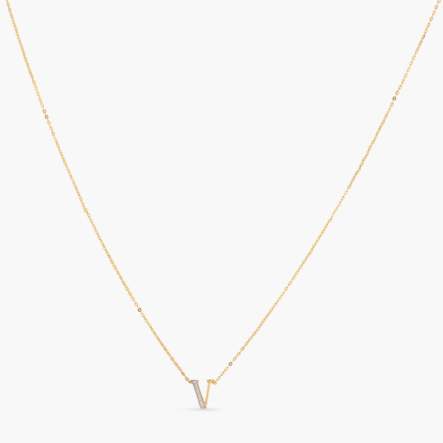 Alphabet Charms CZ Gold Plated Silver Necklace