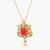 Carved Coral Moissanite Silver Pendant