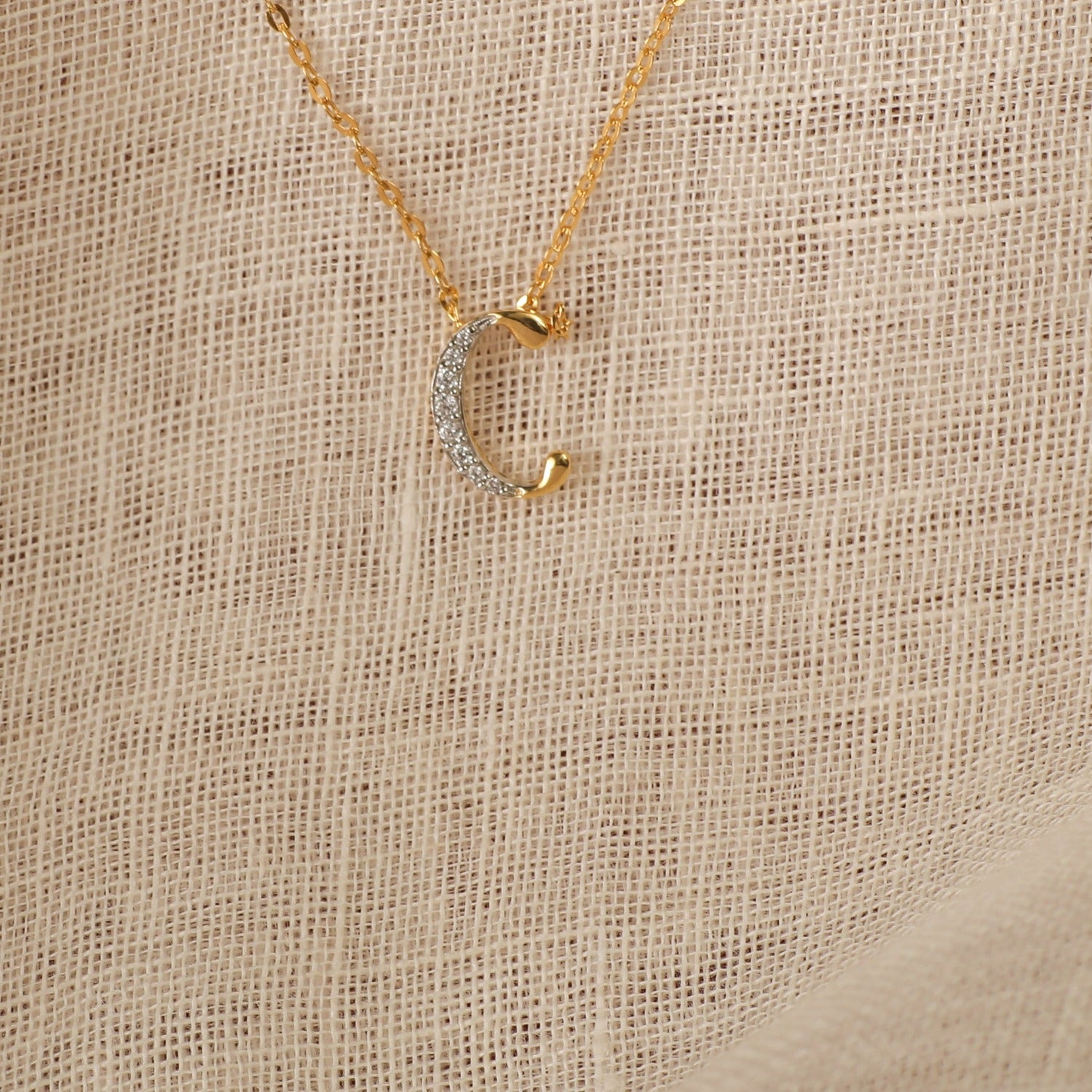 Alphabet Charms CZ Gold Plated Silver Necklace