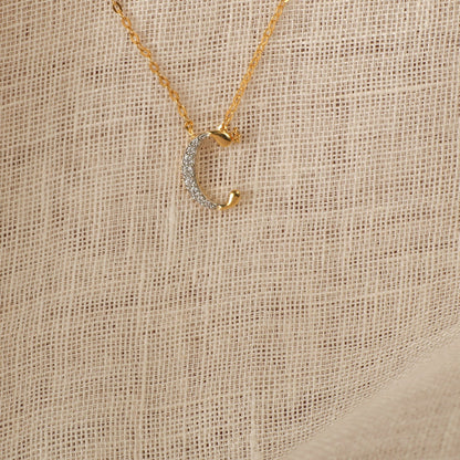 Alphabet Charms CZ Gold Plated Silver Necklace