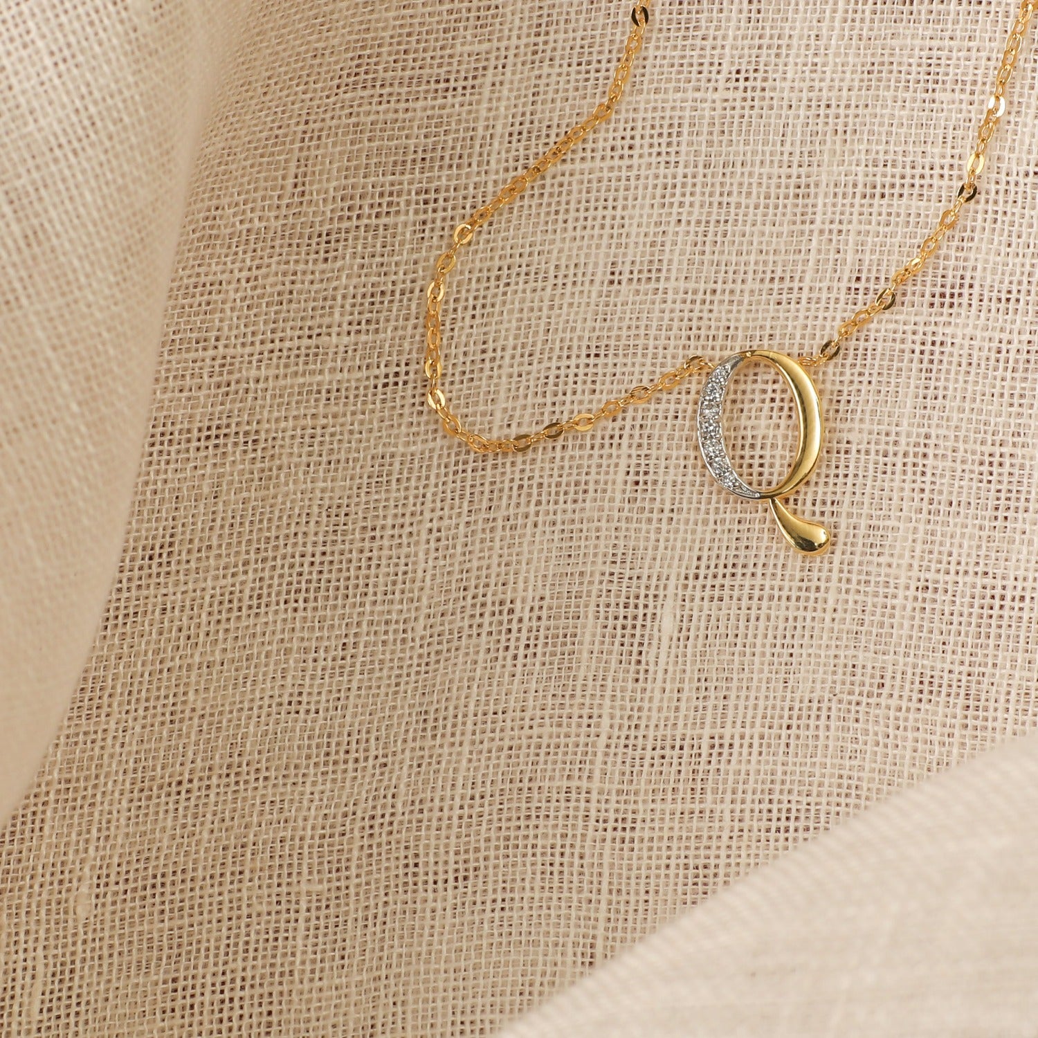 Alphabet Charms CZ Gold Plated Silver Necklace