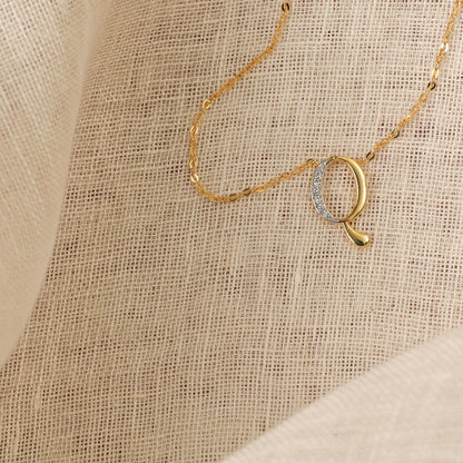 Alphabet Charms CZ Gold Plated Silver Necklace