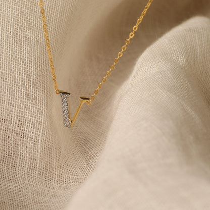 Alphabet Charms CZ Gold Plated Silver Necklace