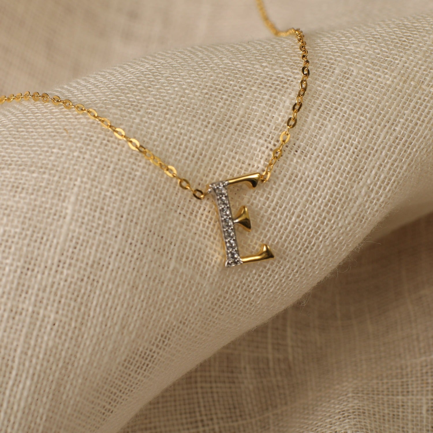 Alphabet Charms CZ Gold Plated Silver Necklace