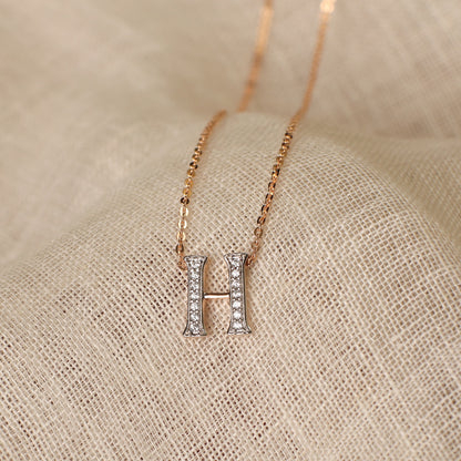 Alphabet Charms CZ Gold Plated Silver Necklace