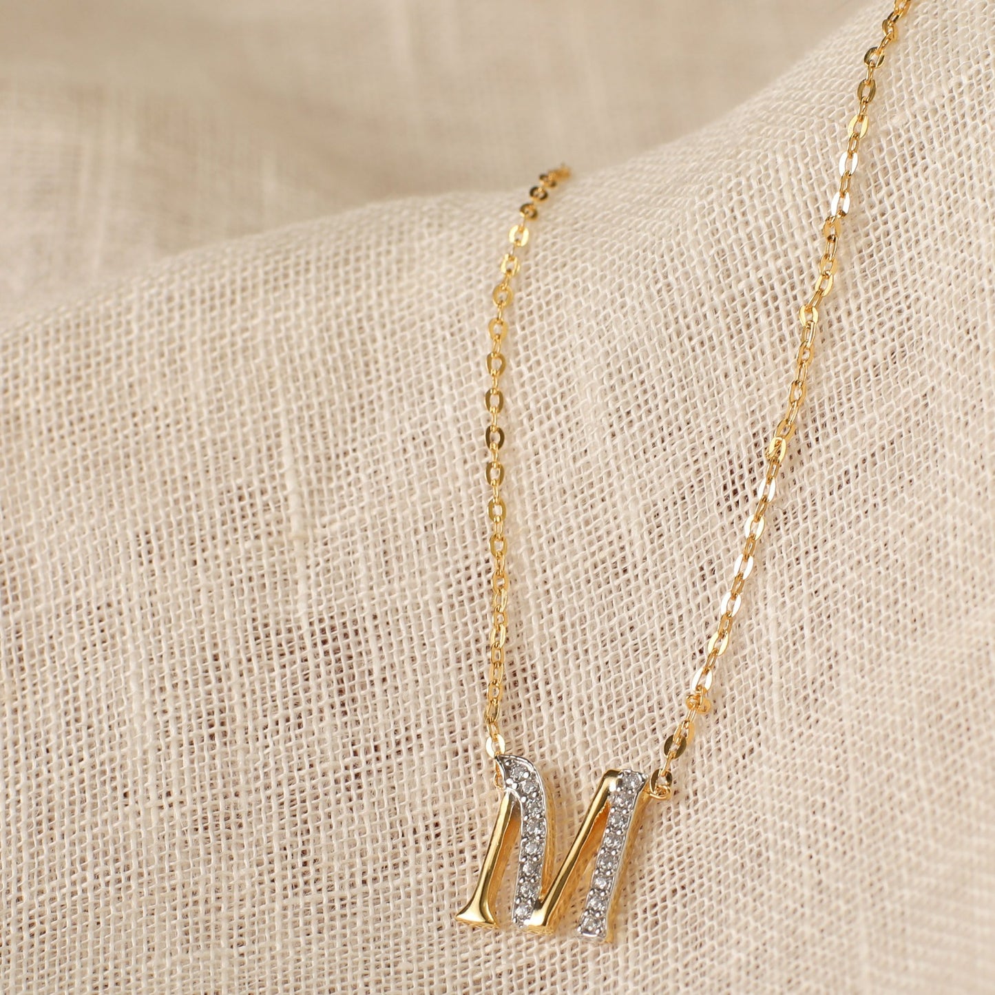 Alphabet Charms CZ Gold Plated Silver Necklace
