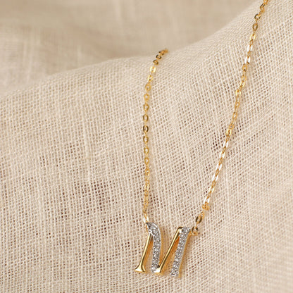 Alphabet Charms CZ Gold Plated Silver Necklace
