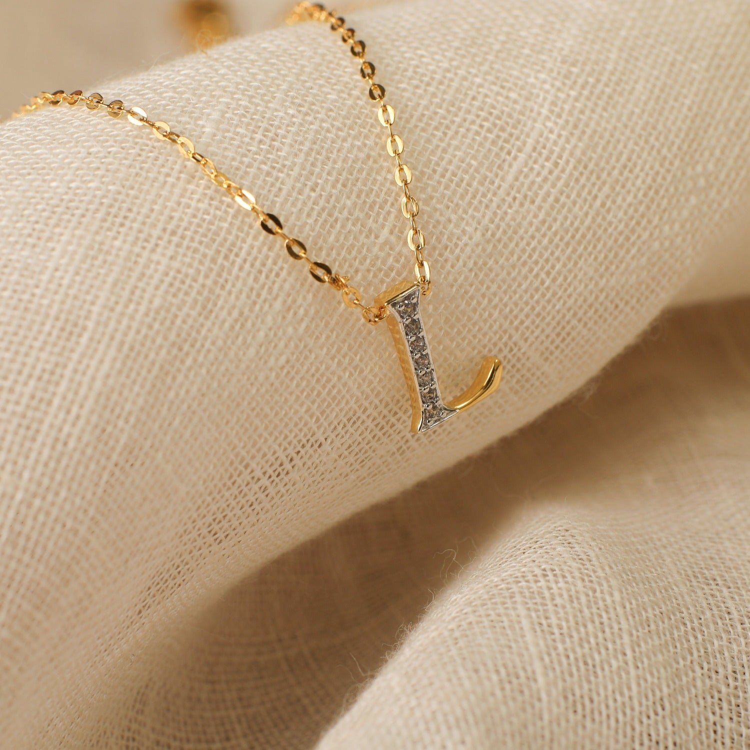 Alphabet Charms CZ Gold Plated Silver Necklace