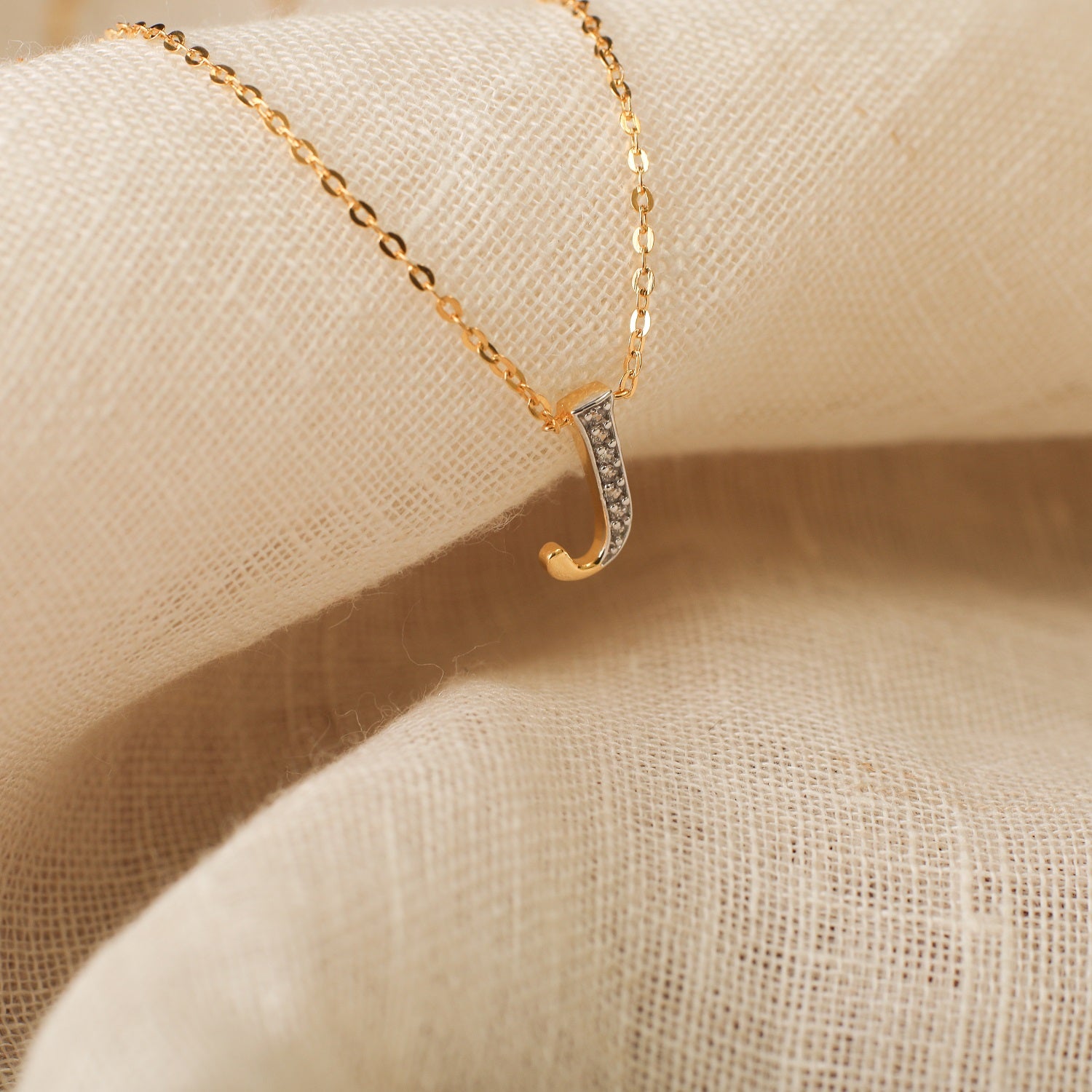 Alphabet Charms CZ Gold Plated Silver Necklace