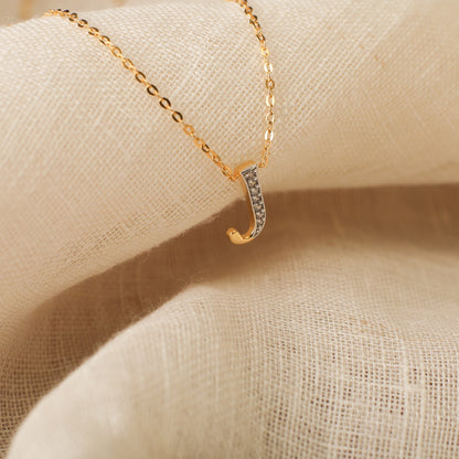 Alphabet Charms CZ Gold Plated Silver Necklace