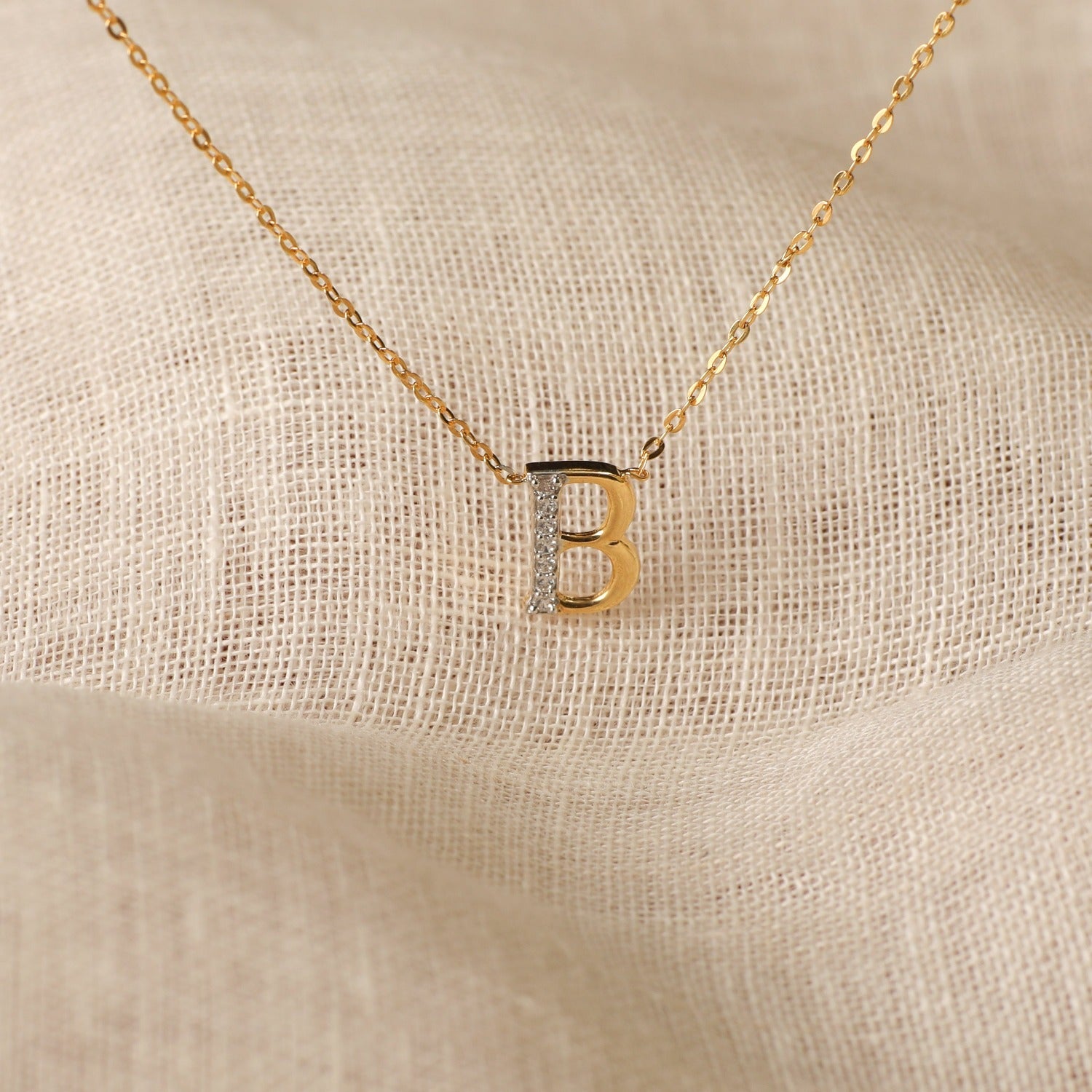Alphabet Charms CZ Gold Plated Silver Necklace