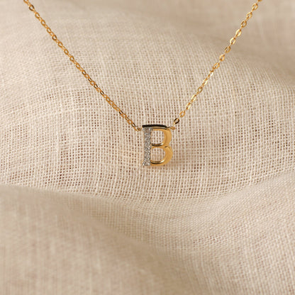Alphabet Charms CZ Gold Plated Silver Necklace