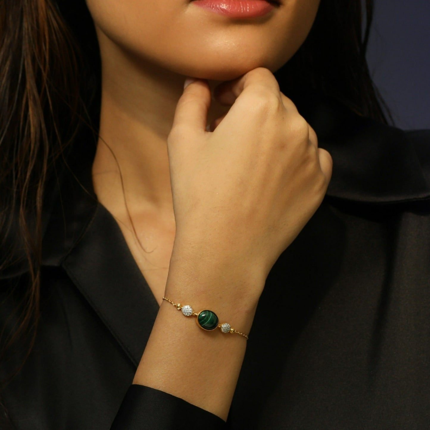 Malachite Classic Silver Chain Bracelet