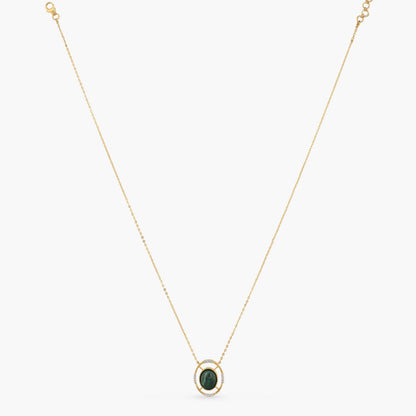 Malachite Statement Oval Charm Silver Necklace