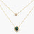 Malachite Duo Layer Oval Charm Silver Necklace