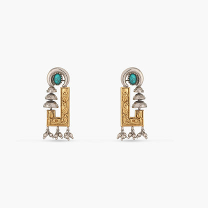 Turquoise Oxidized Silver Drop Earrings