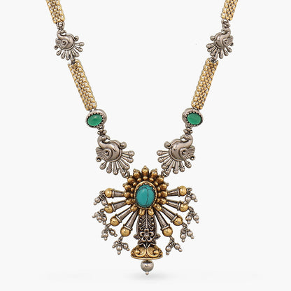 Turquoise Statement Silver Long Necklace
