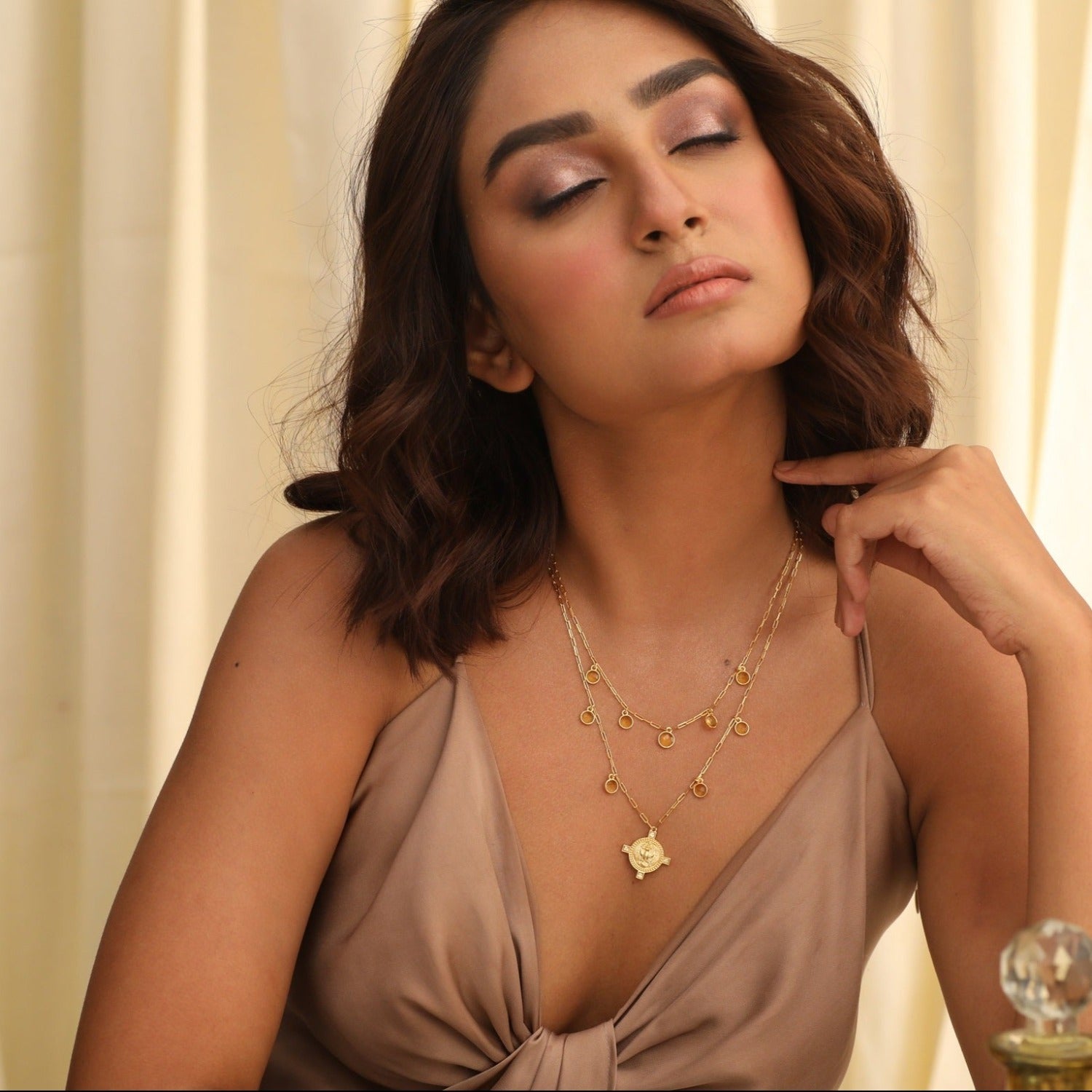 Citrine Scorpio Zodiac Layered Gold Plated Silver Necklace