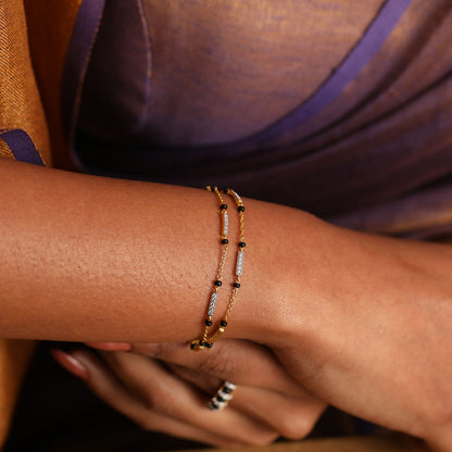 Double Layered CZ Silver Mangalsutra Bracelet