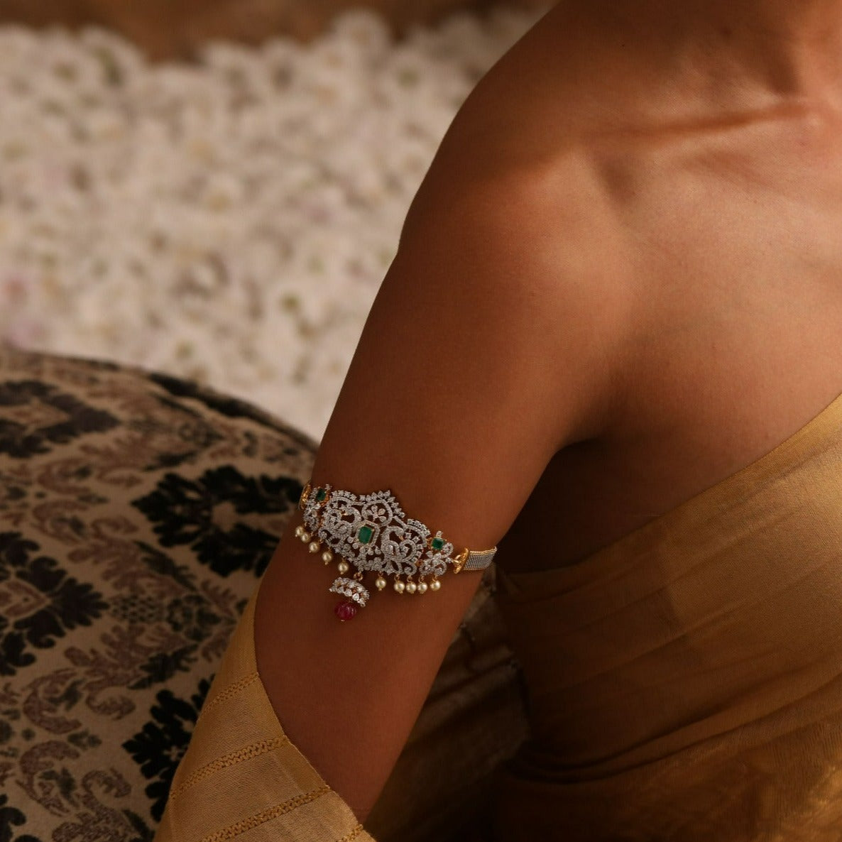 Aara CZ Silver Armlets